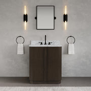 OX30CW00CO - Oxford 30 In. Single Sink Pre-Assembled Mid-Century Style Bathroom Vanity With 1" Carrara White Marble Countertop