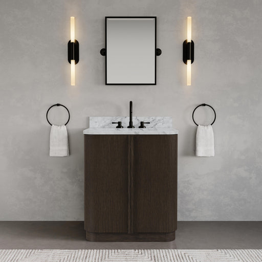 OX30CW00CO - Oxford 30 In. Single Sink Pre-Assembled Mid-Century Style Bathroom Vanity With 1" Carrara White Marble Countertop