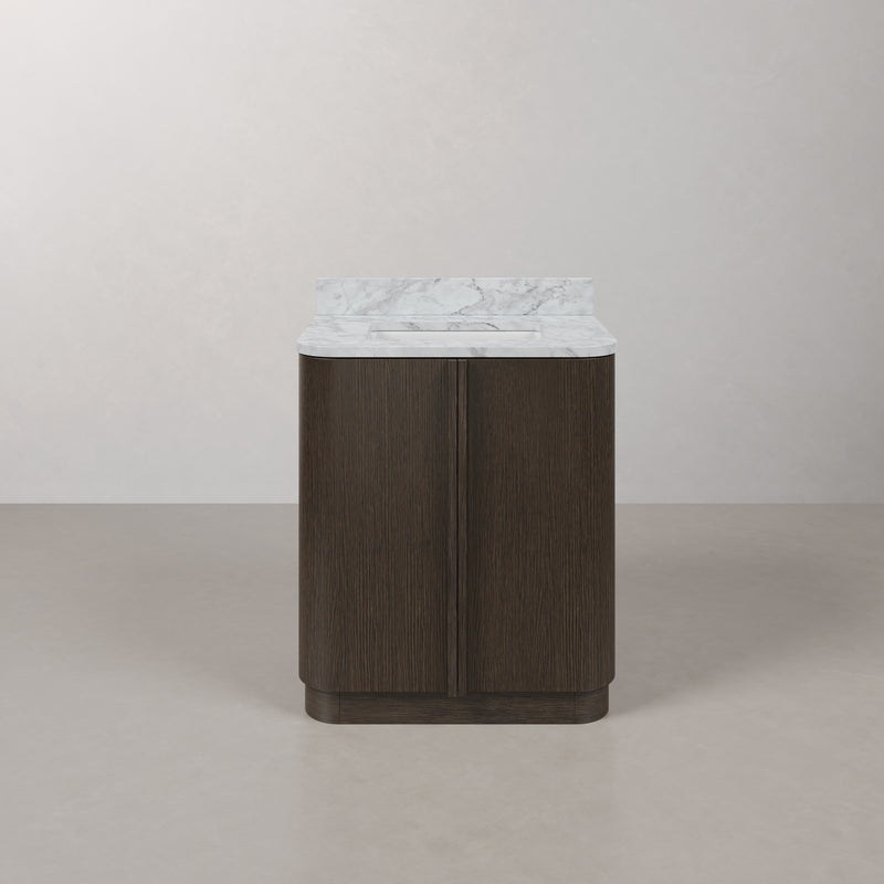 OX30CW00CO - Oxford 30 In. Single Sink Pre-Assembled Mid-Century Style Bathroom Vanity With 1" Carrara White Marble Countertop