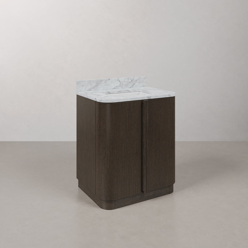 OX30CW00CO - Oxford 30 In. Single Sink Pre-Assembled Mid-Century Style Bathroom Vanity With 1" Carrara White Marble Countertop