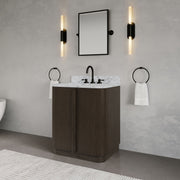 OX30CW00CO - Oxford 30 In. Single Sink Pre-Assembled Mid-Century Style Bathroom Vanity With 1" Carrara White Marble Countertop