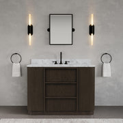 OX48CW00CO - Oxford 48 In. Single Sink Pre-Assembled Mid-Century Style Bathroom Vanity With 1" Carrara White Marble Countertop