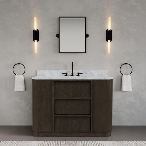 OX48CW00CO - Oxford 48 In. Single Sink Pre-Assembled Mid-Century Style Bathroom Vanity With 1" Carrara White Marble Countertop