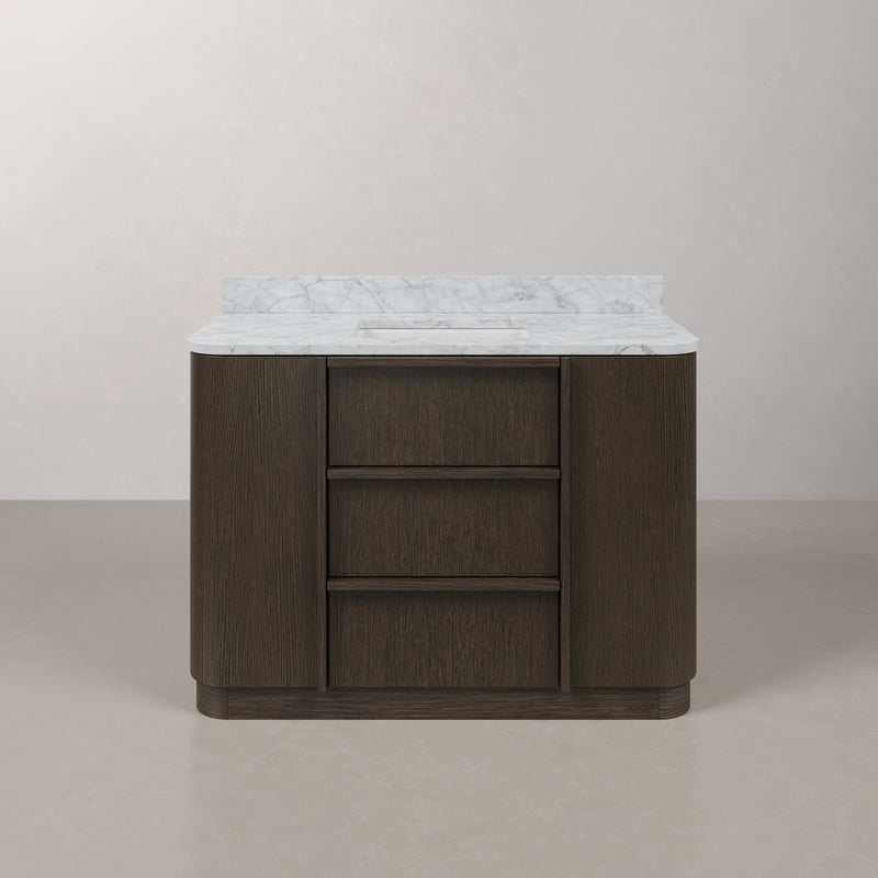 OX48CW00CO - Oxford 48 In. Single Sink Pre-Assembled Mid-Century Style Bathroom Vanity With 1" Carrara White Marble Countertop