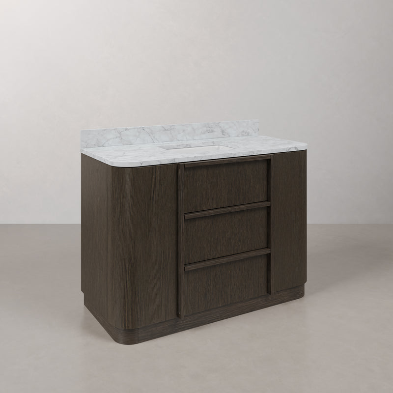 OX48CW00CO - Oxford 48 In. Single Sink Pre-Assembled Mid-Century Style Bathroom Vanity With 1" Carrara White Marble Countertop