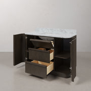 OX48CW00CO - Oxford 48 In. Single Sink Pre-Assembled Mid-Century Style Bathroom Vanity With 1" Carrara White Marble Countertop