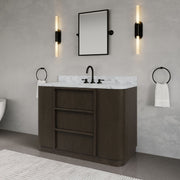 OX48CW00CO - Oxford 48 In. Single Sink Pre-Assembled Mid-Century Style Bathroom Vanity With 1" Carrara White Marble Countertop
