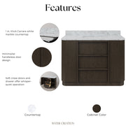 OX48CW00CO - Oxford 48 In. Single Sink Pre-Assembled Mid-Century Style Bathroom Vanity With 1" Carrara White Marble Countertop