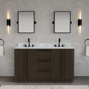 OX60CW00CO - Oxford 60 In. Double Sink Pre-Assembled Mid-Century Style Bathroom Vanity With 1" Carrara White Marble Countertop