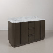 OX60CW00CO - Oxford 60 In. Double Sink Pre-Assembled Mid-Century Style Bathroom Vanity With 1" Carrara White Marble Countertop