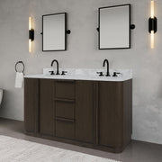 OX60CW00CO - Oxford 60 In. Double Sink Pre-Assembled Mid-Century Style Bathroom Vanity With 1" Carrara White Marble Countertop