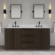 OX72CW00CO - Oxford 72 In. Double Sink Pre-Assembled Mid-Century Style Bathroom Vanity With 1" Carrara White Marble Countertop