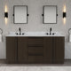 OX72CW00CO - Oxford 72 In. Double Sink Pre-Assembled Mid-Century Style Bathroom Vanity With 1" Carrara White Marble Countertop
