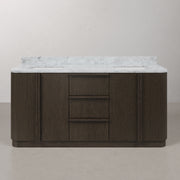 OX72CW00CO - Oxford 72 In. Double Sink Pre-Assembled Mid-Century Style Bathroom Vanity With 1" Carrara White Marble Countertop