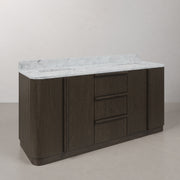 OX72CW00CO - Oxford 72 In. Double Sink Pre-Assembled Mid-Century Style Bathroom Vanity With 1" Carrara White Marble Countertop