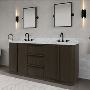 OX72CW00CO - Oxford 72 In. Double Sink Pre-Assembled Mid-Century Style Bathroom Vanity With 1" Carrara White Marble Countertop