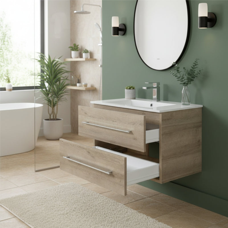 Cutler FV ORGANIC30 Kato 30" Single Sink Wall Mounted Cultured Marble Top Bathroom Vanity - Organic