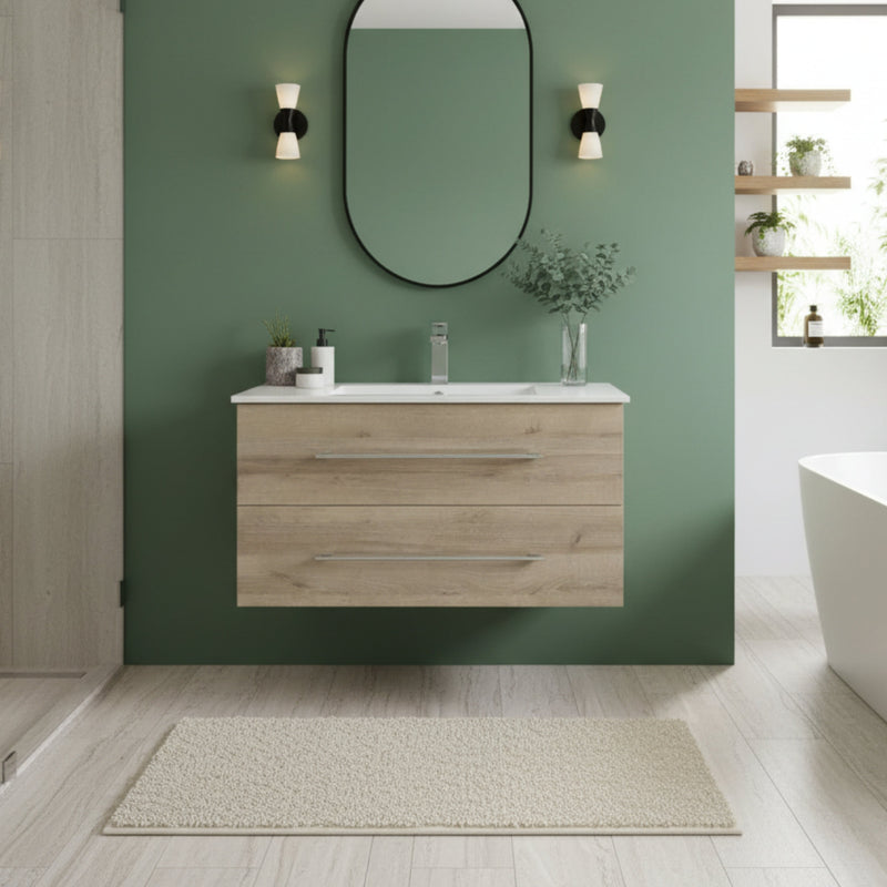 Cutler FV ORGANIC36 Kato 36" Single Sink Wall Mounted Cultured Marble Top Bathroom Vanity - Organic