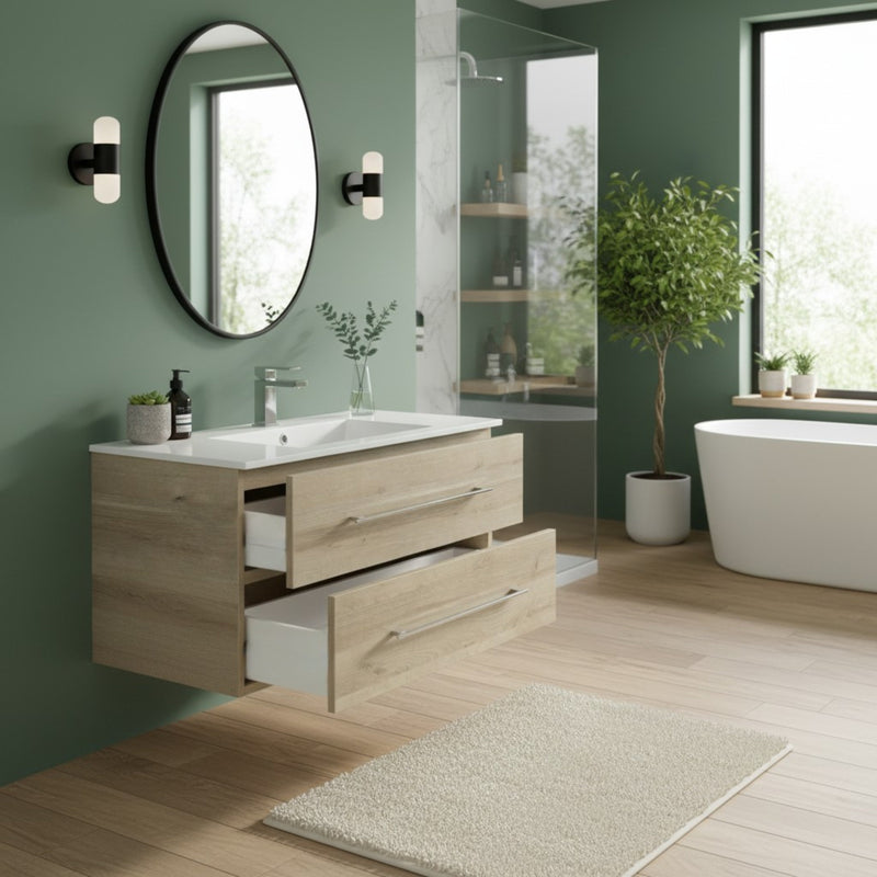 Cutler FV ORGANIC36 Kato 36" Single Sink Wall Mounted Cultured Marble Top Bathroom Vanity - Organic