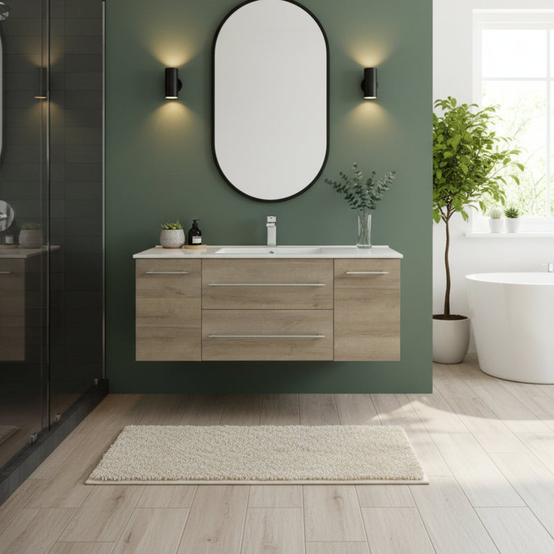 Cutler FV ORGANIC48 Kato 48" Single Sink Wall Mounted Cultured Marble Top Bathroom Vanity - Organic