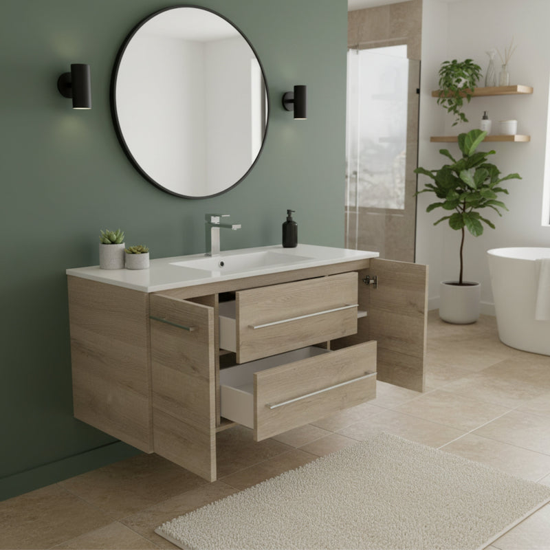 Cutler FV ORGANIC48 Kato 48" Single Sink Wall Mounted Cultured Marble Top Bathroom Vanity - Organic