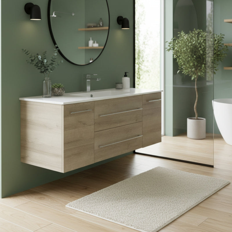 Cutler FV ORGANIC48 Kato 48" Single Sink Wall Mounted Cultured Marble Top Bathroom Vanity - Organic