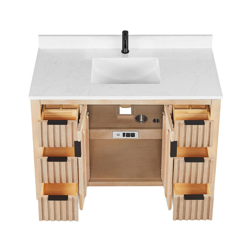 Vinnova 704248-AN-GW Shenzhen 48" Single Sink Bath Vanity in Aged Natural Oak