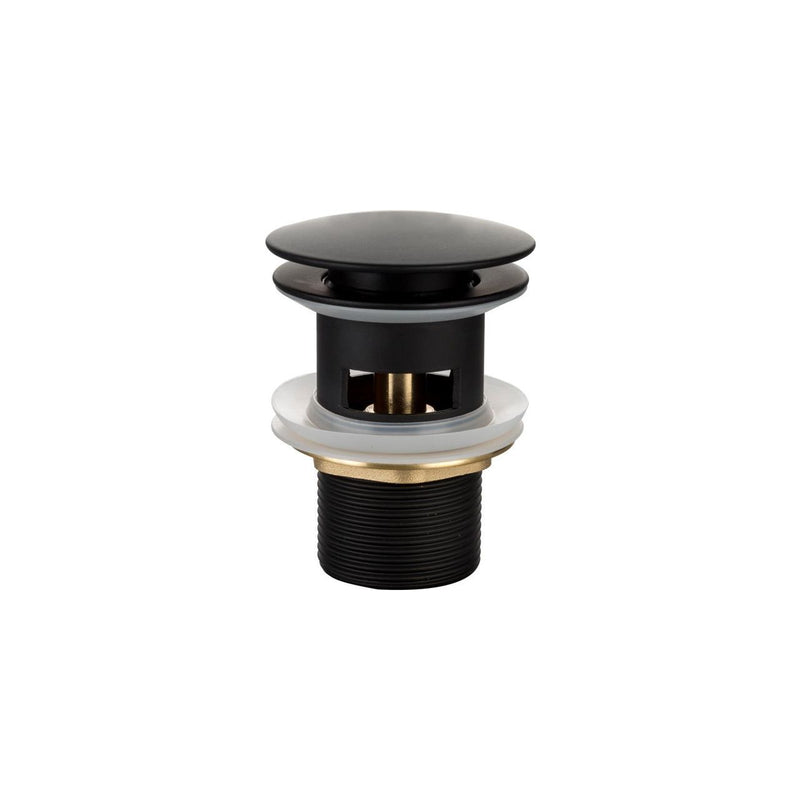 Kube Bath P101-BK Solid Brass Pop-Up Drain with Overflow, Black