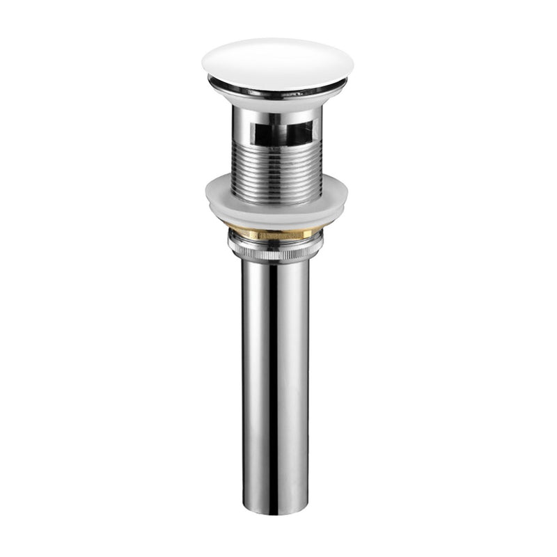 Kube Bath P101-WH Solid Brass Pop-Up Drain with Overflow, White