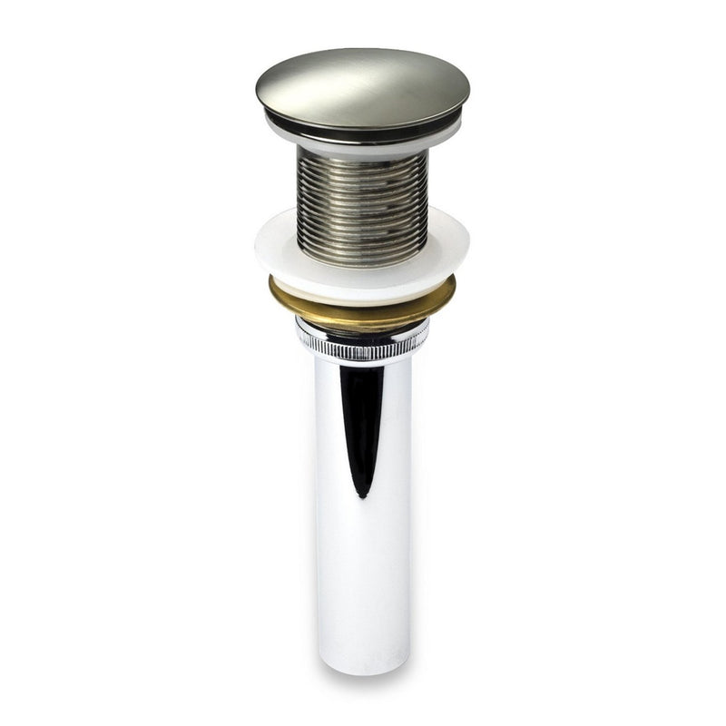 Kube Bath P101NO-BN Solid Brass Pop-Up Drain without Overflow, Brushed Nickel