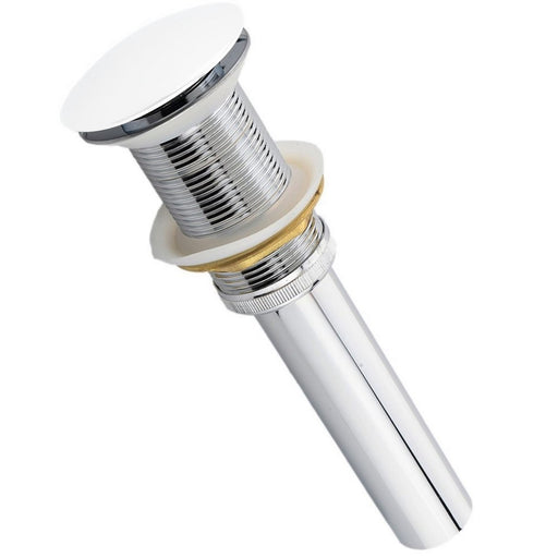Kube Bath P101NO-WH Solid Brass Pop-Up Drain without Overflow, White