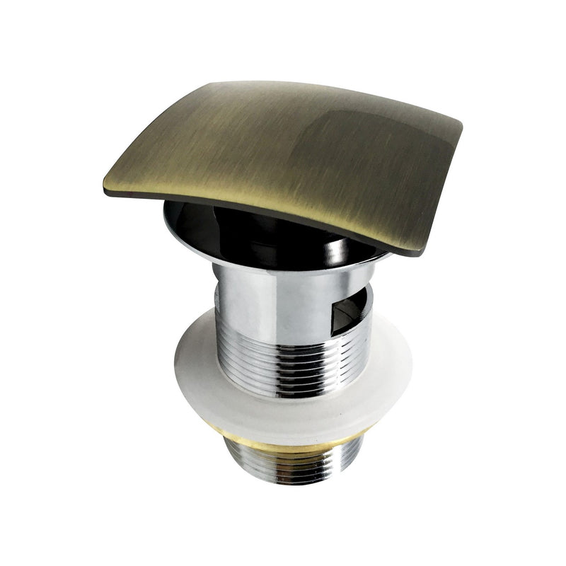 Kube Bath P102-BRZ Solid Brass Square Pop-Up Drain with Overflow, Bronze