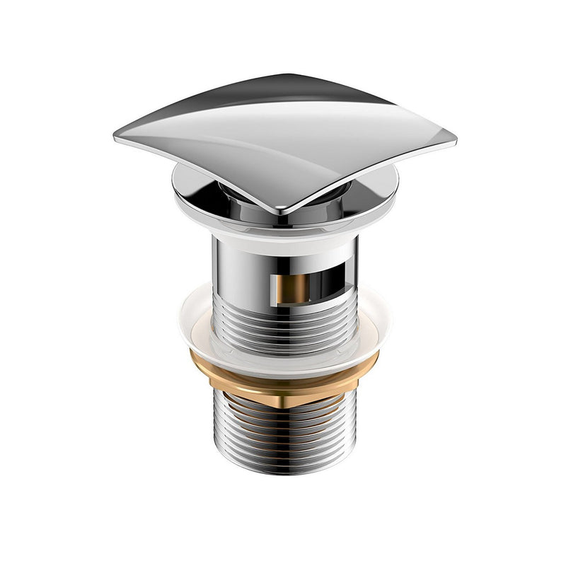 Kube Bath P102-CH Solid Brass Square Pop-Up Drain with Overflow, Polished Chrome