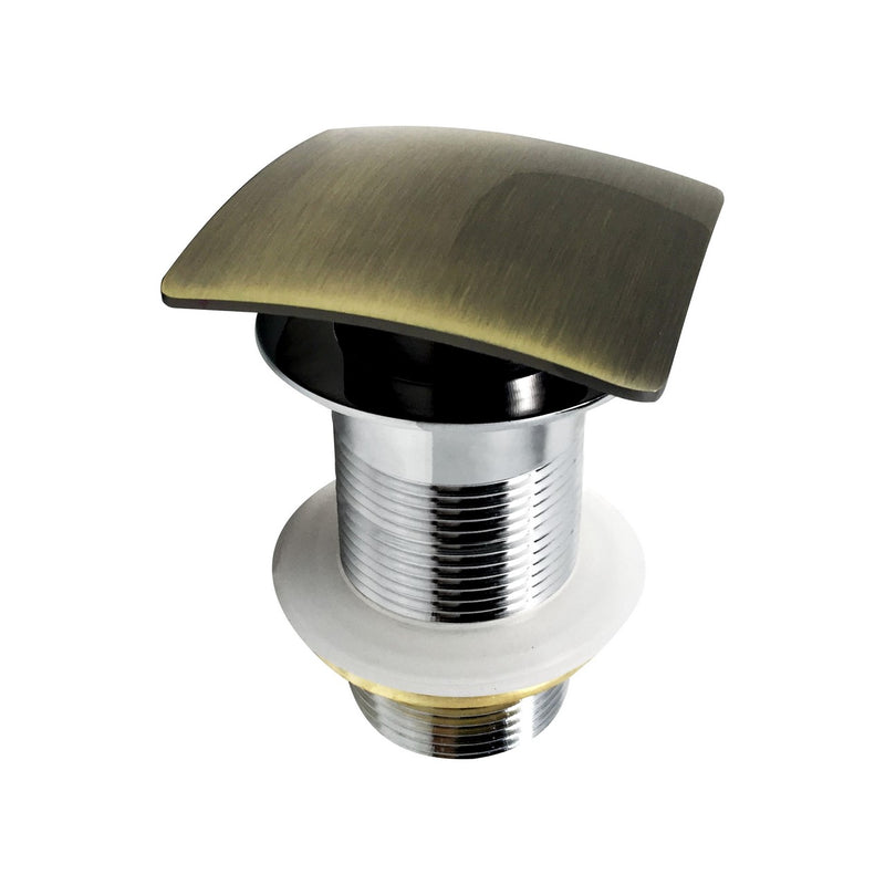Kube Bath P102NO-BRZ Solid Brass Square Pop-Up Drain without Overflow, Bronze