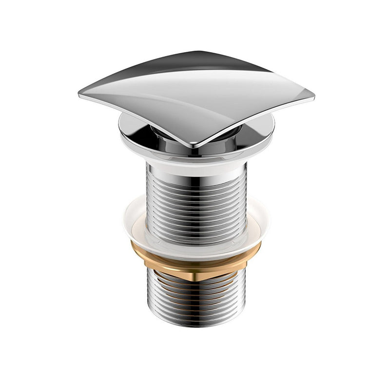 Kube Bath P102NO-CH Solid Brass Square Pop-Up Drain without Overflow, Polished Chrome