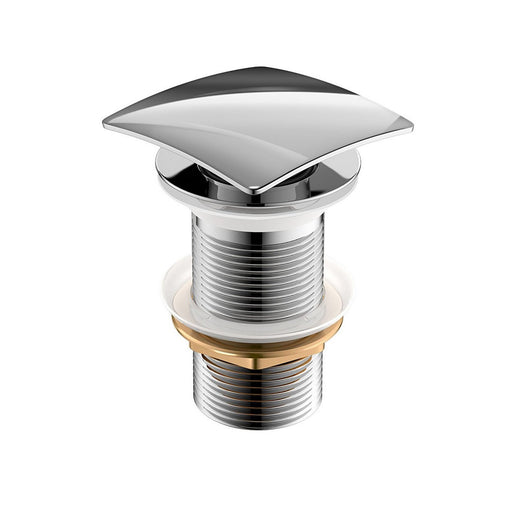 Kube Bath P102NO-CH Solid Brass Square Pop-Up Drain without Overflow, Polished Chrome