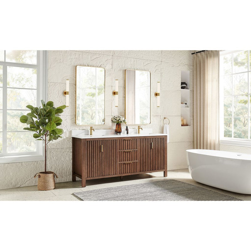 Vinnova 704272-AD-GW Shenzhen 72" Double Sink Bath Vanity in Aged Dark Brown Oak