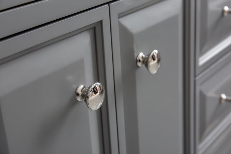 Water Creation PA60QZ05 - Palace 60 In. Double Sink Pre-Assembled Contemporary Style Bathroom Vanity With 1-9/16" Carrara White Engineered Marble Top And Polished Nickel Hardware