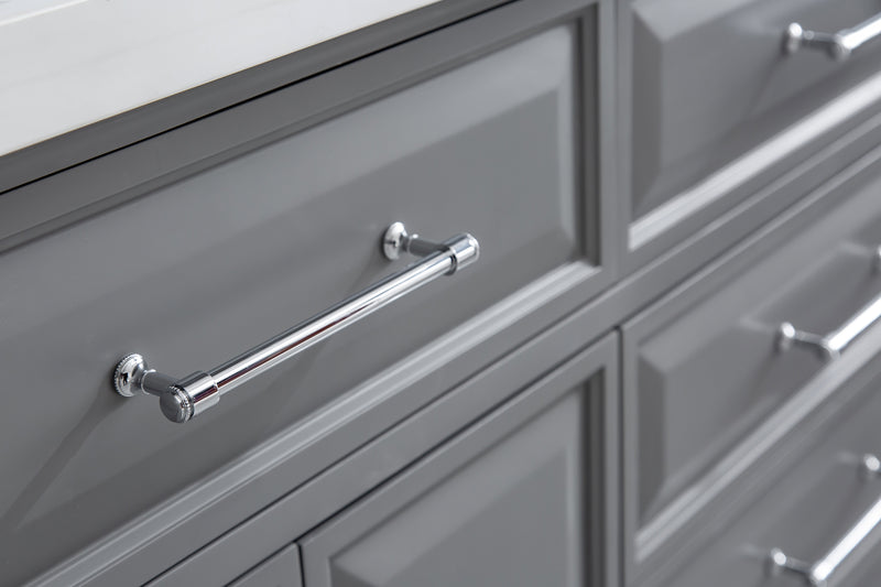 Water Creation PA72QZ01 - Palace 72 In. Double Sink Pre-Assembled Contemporary Style Bathroom Vanity With 1-9/16" Carrara White Engineered Marble Top And Chrome Hardware