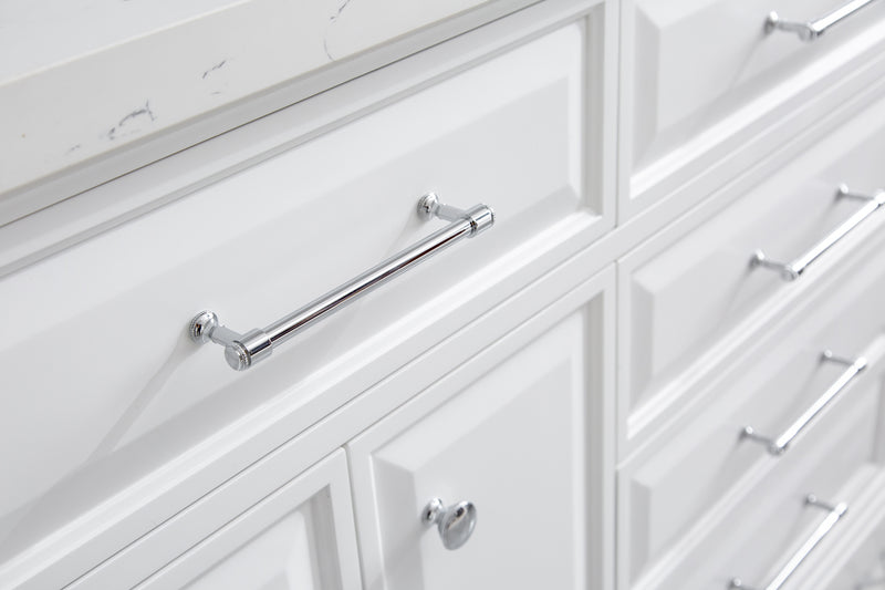 Water Creation PA72QZ01 - Palace 72 In. Double Sink Pre-Assembled Contemporary Style Bathroom Vanity With 1-9/16" Carrara White Engineered Marble Top And Chrome Hardware