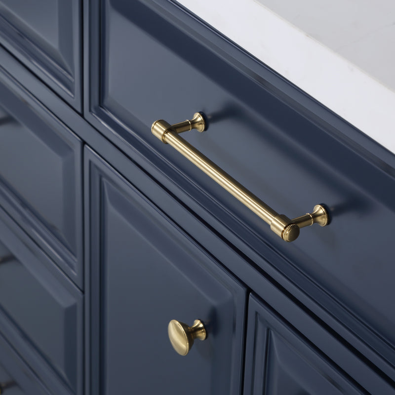Water Creation PA72QZ06 - Palace 72 In. Double Sink Pre-Assembled Contemporary Style Bathroom Vanity With 1-9/16" Carrara White Engineered Marble Top And Satin Gold Hardware