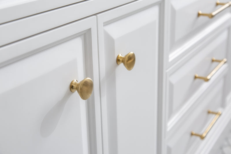 Water Creation PA72QZ06 - Palace 72 In. Double Sink Pre-Assembled Contemporary Style Bathroom Vanity With 1-9/16" Carrara White Engineered Marble Top And Satin Gold Hardware