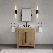 PE30EM07WO - Perris 30 In. Single Rectangle Sink Pre-Assembled Mid-Century Style Bathroom Vanity With 1" Engineered Carrara White Marble Top