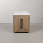 PE30EM07WO - Perris 30 In. Single Rectangle Sink Pre-Assembled Mid-Century Style Bathroom Vanity With 1" Engineered Carrara White Marble Top