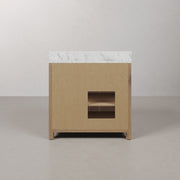 PE36EM07WO - Perris 36 In. Single Rectangle Sink Pre-Assembled Mid-Century Style Bathroom Vanity With 1" Engineered Carrara White Marble Top
