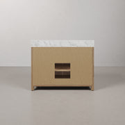PE48EM07WO - Perris 48 In. Single Rectangle Sink Pre-Assembled Mid-Century Style Bathroom Vanity With 1" Engineered Carrara White Marble Top