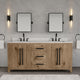 PE72EM07WO - Perris 72 In. Double Rectangle Sink Pre-Assembled Mid-Century Style Bathroom Vanity With 1" Engineered Carrara White Marble Top