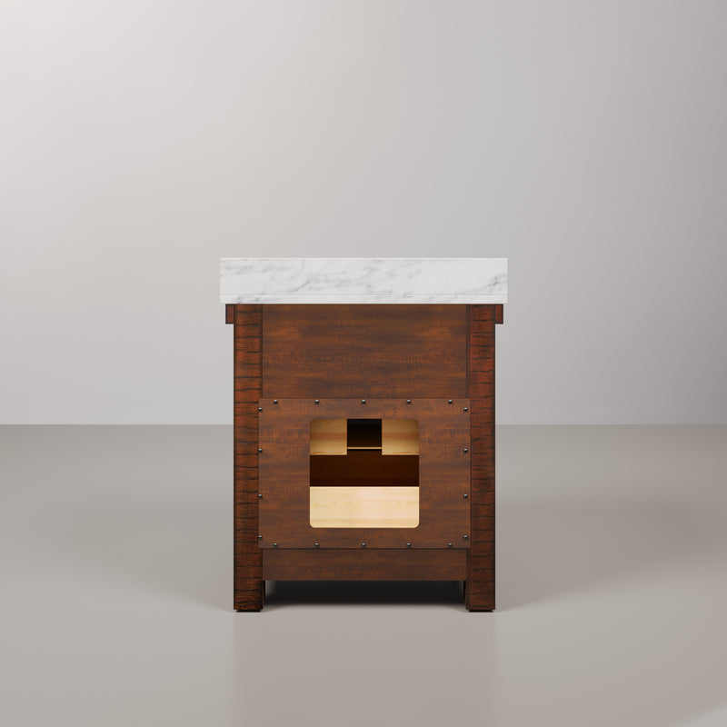 PY30CW03RS - Paisley 31 In. Single Sink Pre-Assembled Farmhouse Style Bathroom Vanity With 1" Carrara White Marble Top