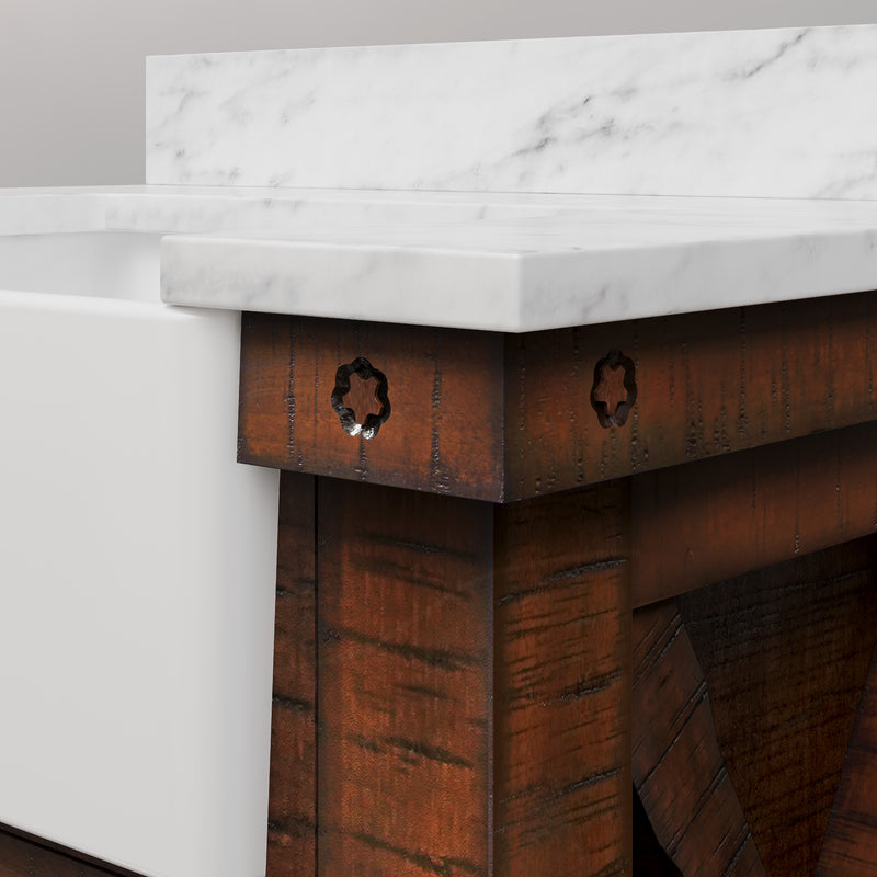 PY30CW03RS - Paisley 31 In. Single Sink Pre-Assembled Farmhouse Style Bathroom Vanity With 1" Carrara White Marble Top