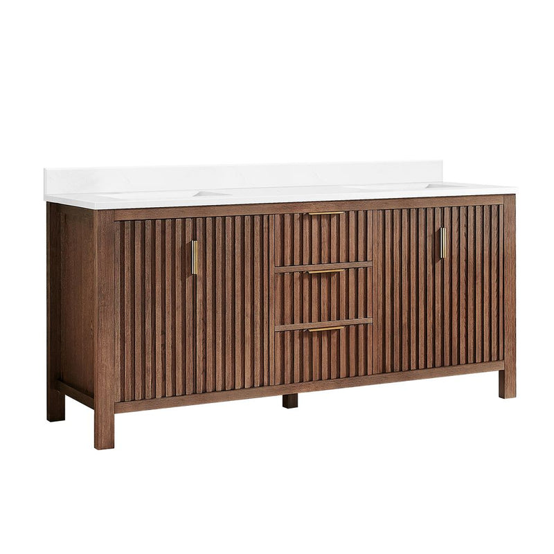 Vinnova 704272-AD-GW Shenzhen 72" Double Sink Bath Vanity in Aged Dark Brown Oak